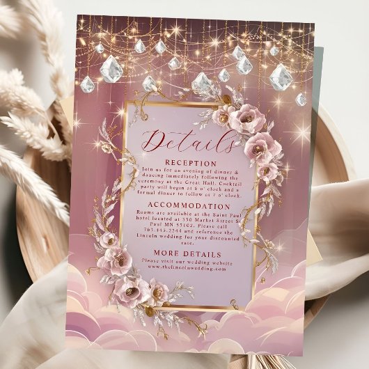 Carte D'accompagnement Mariage d'accentuation or en cristal magique