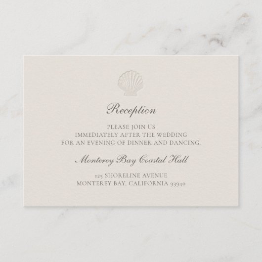 Carte D'accompagnement Mariage d'accueil Nautical Coastal Shell Ecru (Devant)