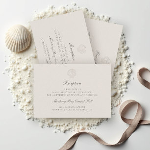 Carte D'accompagnement Mariage d'accueil Nautical Coastal Shell Ecru