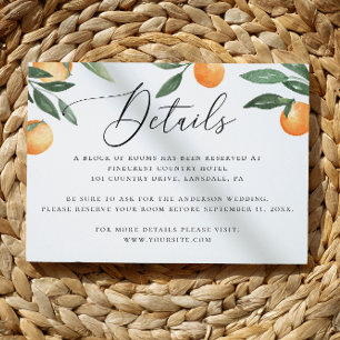 Carte D'accompagnement Mariage d'agrumes aquarelle. Détails floraux du ja