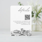 Carte D'accompagnement Mariage d'ancrage Détails modernes Code QR (Debout devant)