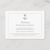 Carte D'accompagnement Mariage d'Ancres nautiques simple | Blanc (Devant)