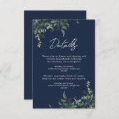 Carte D'accompagnement Mariage d'aquarelle botanique bleu marine (Devant / Derrière)