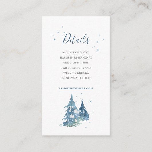 Carte D'accompagnement Mariage d'aquarelle de la forêt de pins d'hiver (Devant)