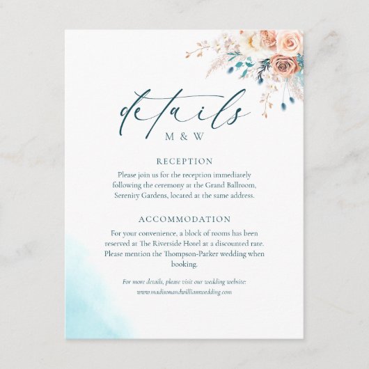 Carte D'accompagnement Mariage d'aquarelle de plage (Devant)