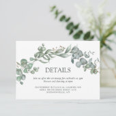 Carte D'accompagnement Mariage d'aquarelle de verdure blanc Sage (Debout devant)