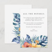 Carte D'accompagnement Mariage d'aquarelle d'été florale tropicale (Devant / Derrière)