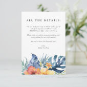 Carte D'accompagnement Mariage d'aquarelle d'été florale tropicale (Debout devant)