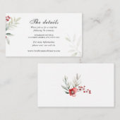 Carte D'accompagnement Mariage d'aquarelle florale d'hiver (Devant / Derrière)