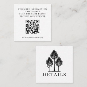 Carte D'accompagnement Mariage d'arbre noir et blanc QR