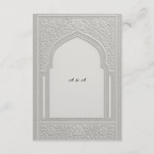 Carte D'accompagnement mariage d'arche florale en argent arabe (Dos)
