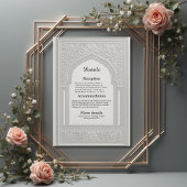 Carte D'accompagnement mariage d'arche florale en argent arabe