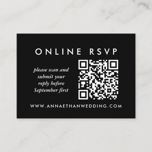 Carte D'accompagnement Mariage d'argent moderne en ligne QR Code RSVP (Devant)