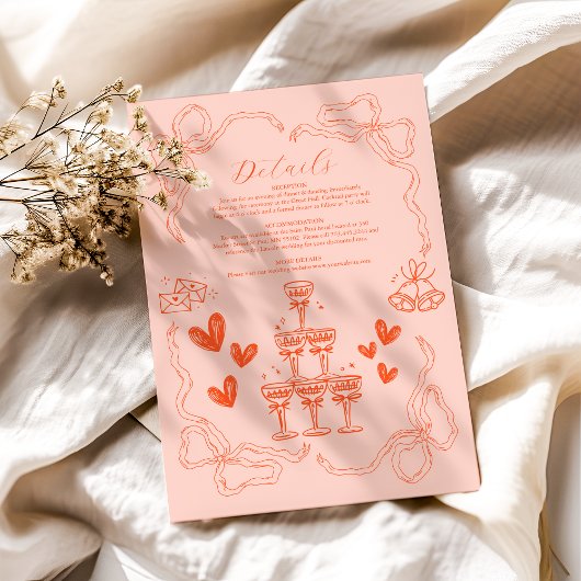 Carte D'accompagnement Mariage d'art contemporain rétro peint à la main