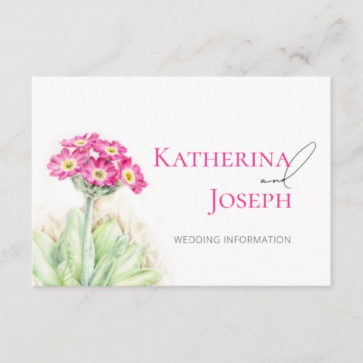 Carte D'accompagnement Mariage d'art primrose alpin avec code QR (Devant)