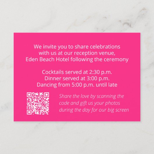 Carte D'accompagnement Mariage d'art primrose alpin avec code QR (Dos)