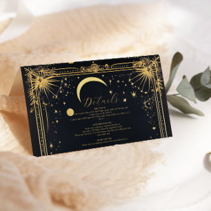 Carte D'accompagnement Mariage d'astronomie de la Lune d'or noir céleste