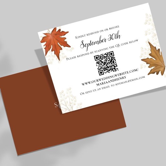 Carte D'accompagnement Mariage d'automne Feuilles d'automne Répondre