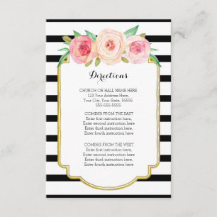 Carte D'accompagnement Mariage de à rayures noires rose