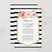 Carte D'accompagnement Mariage de  à rayures noires rose (Devant / Derrière)