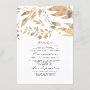 Carte D'accompagnement Mariage de automne blanc et or Information Invité