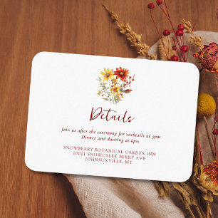 Carte D'accompagnement Mariage de automne Floral de rouille orange brûlée