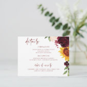Carte D'accompagnement Mariage de automne Sunflower & Bourgogne Roses Dét (Debout devant)