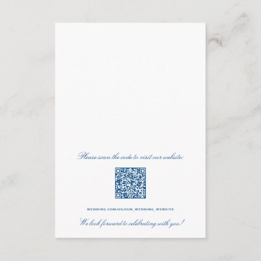 Carte D'accompagnement Mariage de basse rayée Détails Info hôtel Code QR (Dos)