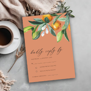 Carte D'accompagnement Mariage de Boho Botanique Orange Citrus rouille RS