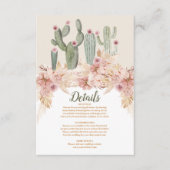 Carte D'accompagnement Mariage de Boho Desert Cactus (Devant)