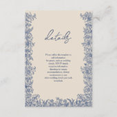 Carte D'accompagnement Mariage de bordure floral bleu (Devant)