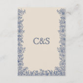 Carte D'accompagnement Mariage de bordure floral bleu (Dos)