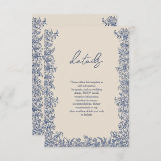 Carte D'accompagnement Mariage de bordure floral bleu