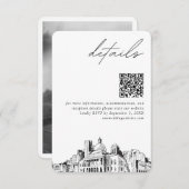 Carte D'accompagnement Mariage de Boston Détails modernes Code QR (Devant / Derrière)