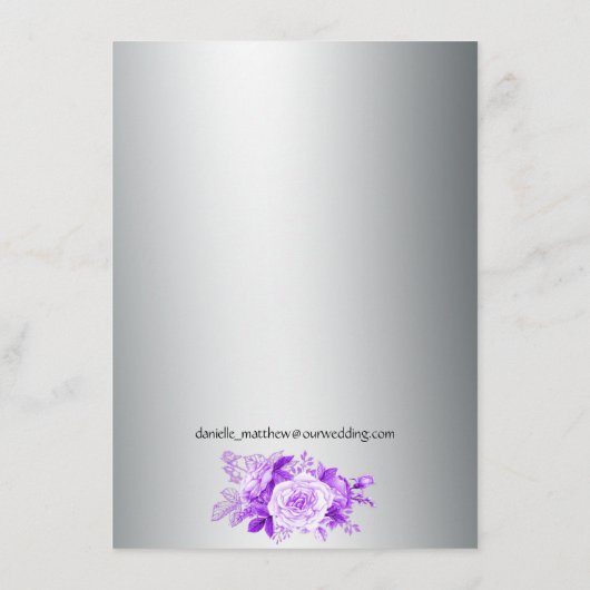 Carte D'accompagnement Mariage de bouquet en argent métallique et rose vi (Dos)