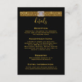 Carte D'accompagnement Mariage de broche diamant au ruban d'or (Devant)