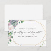 Carte D'accompagnement Mariage de cadre Or Succulent RSVP en ligne (Devant / Derrière)