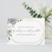 Carte D'accompagnement Mariage de cadre Or Succulent RSVP en ligne (Debout devant)