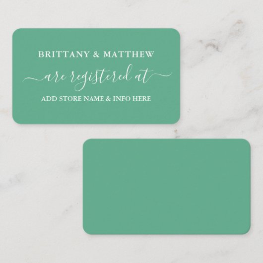 Carte D'accompagnement Mariage de calligraphie moderne Mint vert (Devant / Derrière)