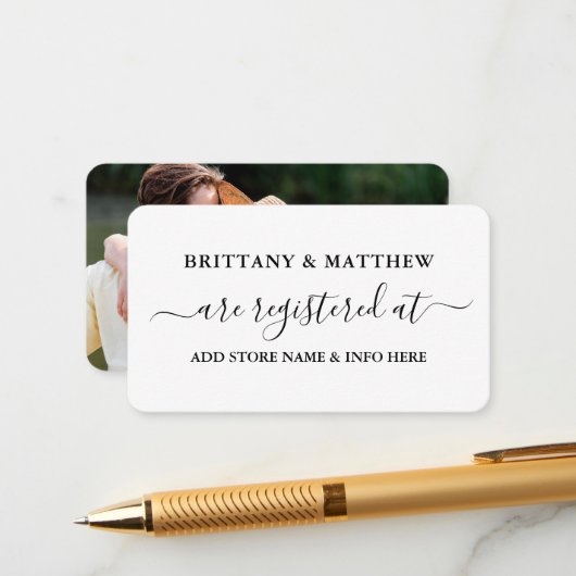 Carte D'accompagnement Mariage de calligraphie moderne photo (Devant/Arrière en situation)