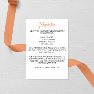 Carte D'accompagnement Mariage de calligraphie orange minimaliste