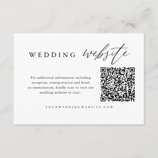 Carte D'accompagnement Mariage de calligraphie QR Code Mariage site Web (Devant)