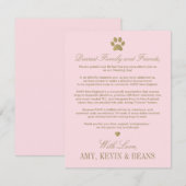 Carte D'accompagnement Mariage de charité à l'empreinte de patte rose et (Devant / Derrière)