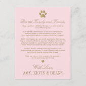 Carte D'accompagnement Mariage de charité à l'empreinte de patte rose et (Devant)