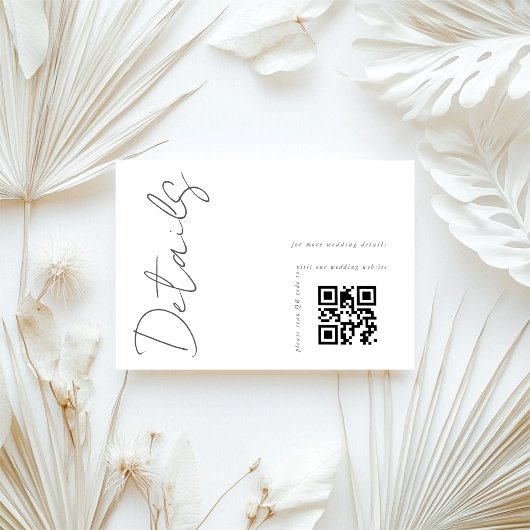 Carte D'accompagnement Mariage de code QR blanc moderne Détails