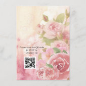 Carte D'accompagnement Mariage de code QR botanique de Rose flush (Dos)