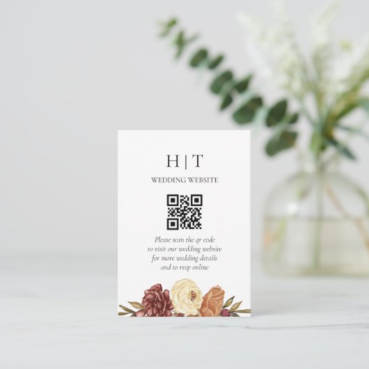 Carte D'accompagnement Mariage de code QR de automne minimal et chic (Debout devant)