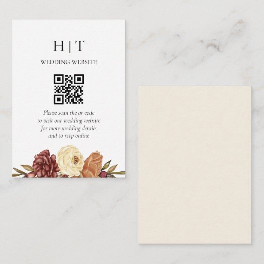 Carte D'accompagnement Mariage de code QR de automne minimal et chic (Devant / Derrière)