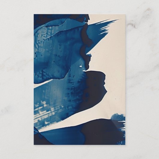 Carte D'accompagnement Mariage de code QR de peinture d'encre bleue de la (Dos)