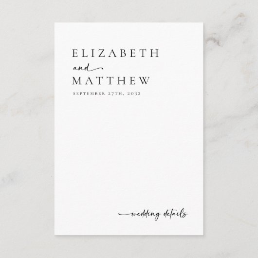 Carte D'accompagnement Mariage de code QR de script noir et blanc moderne (Dos)